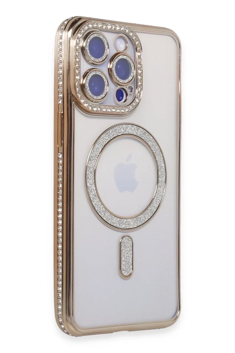 Apple iPhone 14 Pro Kılıf Joke Simli Magneticsafe Kılıf - Gold Apple iPhone 14 Pro Kılıf Joke Simli Magneticsafe Kılıf - Gold