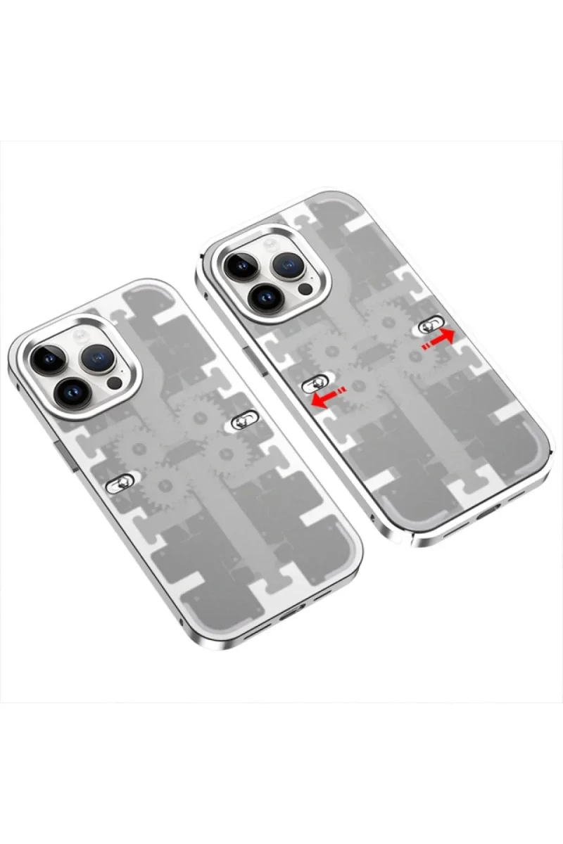 Apple iPhone 14 Pro Kılıf Mekanik Bumper Kapak - Gümüş Apple iPhone 14 Pro Kılıf Mekanik Bumper Kapak - Gümüş