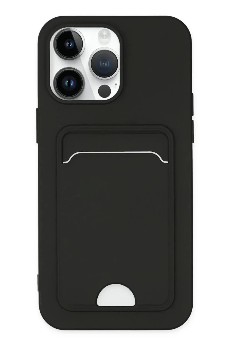 Apple iPhone 14 Pro Kılıf Kelvin Kartvizitli Silikon - Siyah
