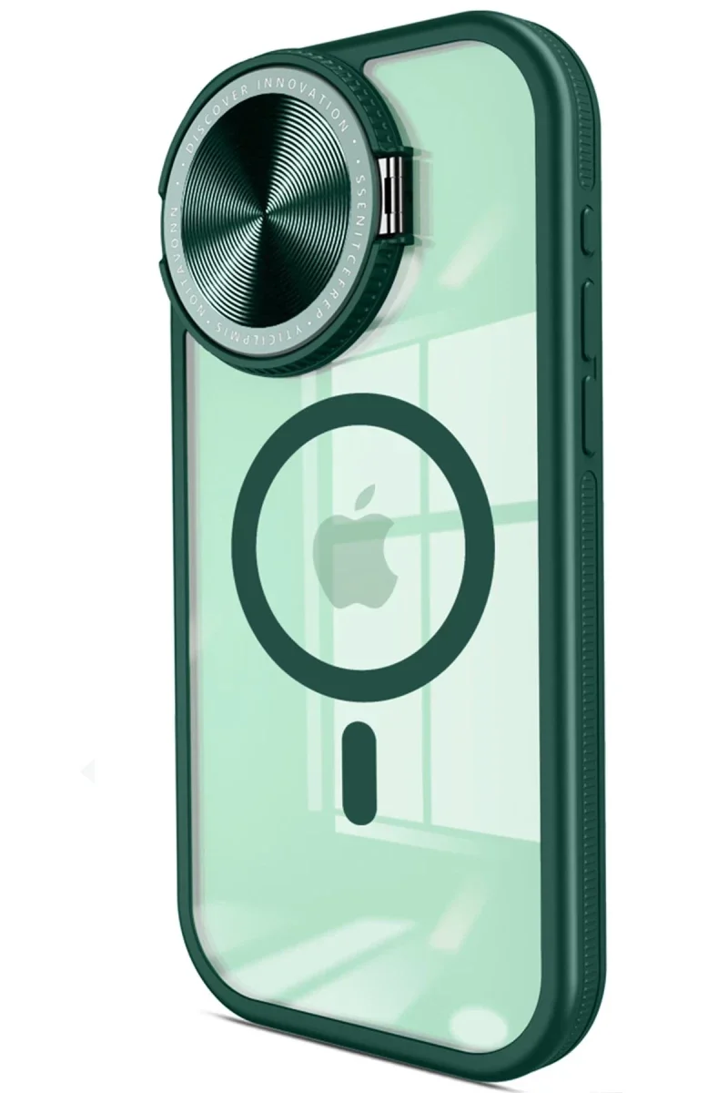 Apple iPhone 14 Pro Max Kılıf Teleskop Lens Magsafe Silikon Kapak - Koyu Yeşil Apple iPhone 14 Pro Max Kılıf Teleskop Lens Magsafe Silikon Kapak - Koyu Yeşil