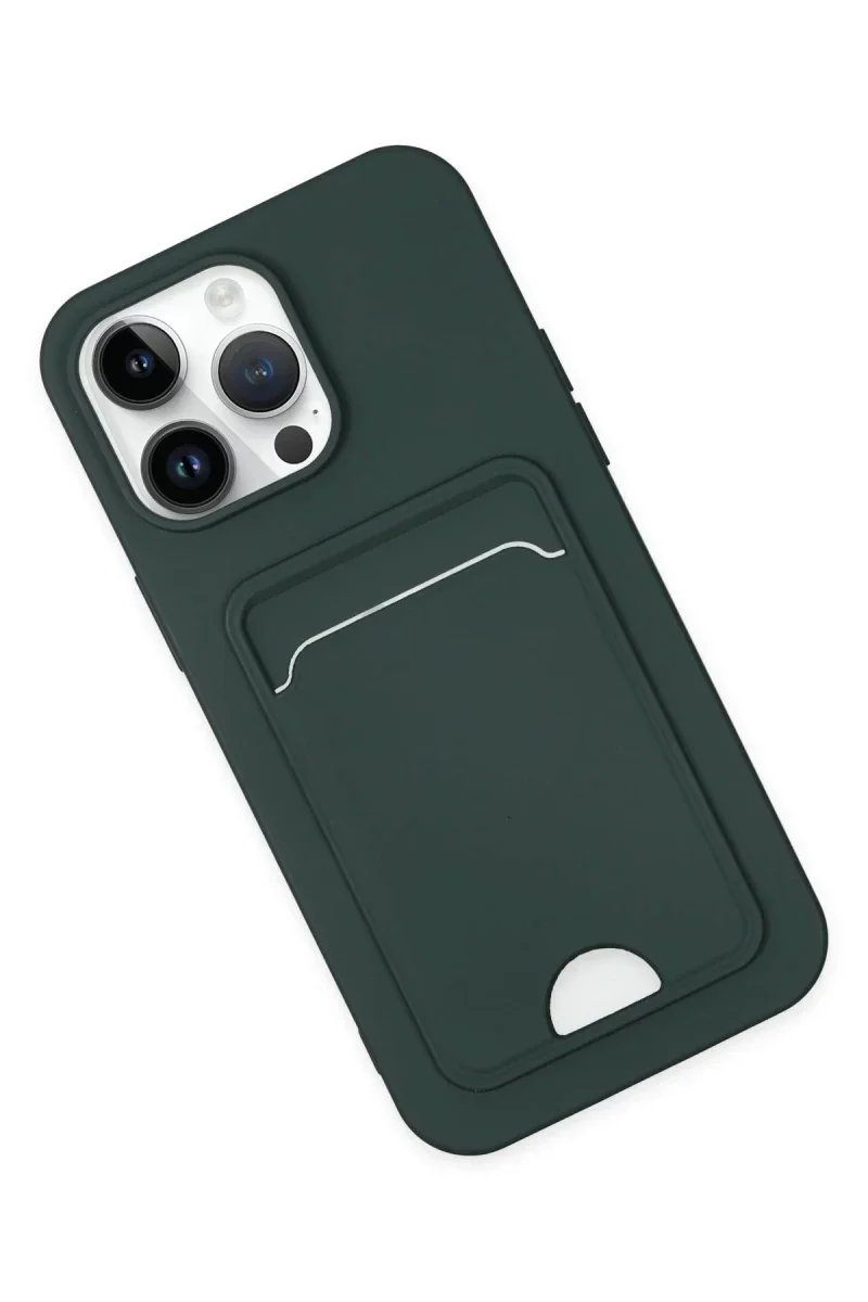 Apple iPhone 14 Pro Kılıf Kelvin Kartvizitli Silikon - Koyu Yeşil Apple iPhone 14 Pro Kılıf Kelvin Kartvizitli Silikon - Koyu Yeşil