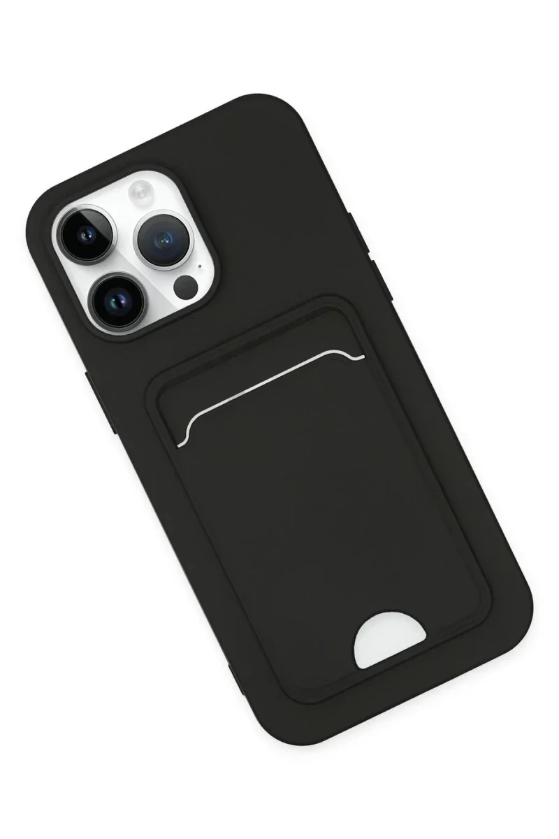 Apple iPhone 14 Pro Kılıf Kelvin Kartvizitli Silikon - Siyah