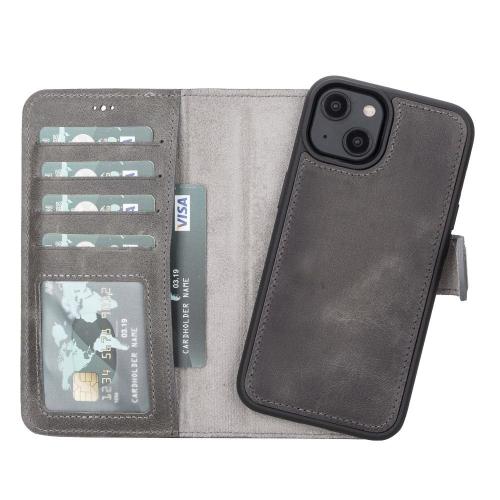 Apple iPhone 14 Uyumlu Deri Cüzdanlı Kılıf MWWN VS4EF Gri Apple iPhone 14 Uyumlu Deri Cüzdanlı Kılıf MWWN VS4EF Gri