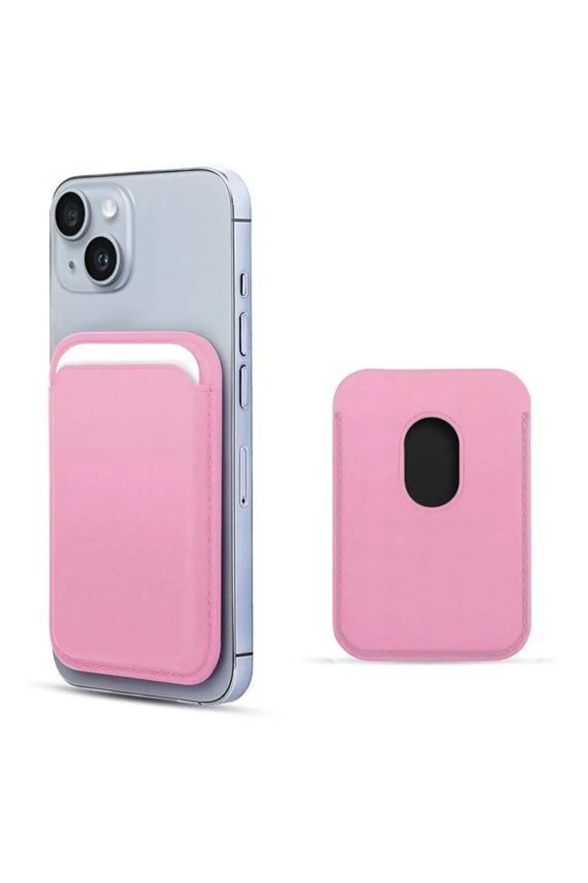 Apple iPhone 15 6.1'' Deri Cüzdan MagSafe Pembe