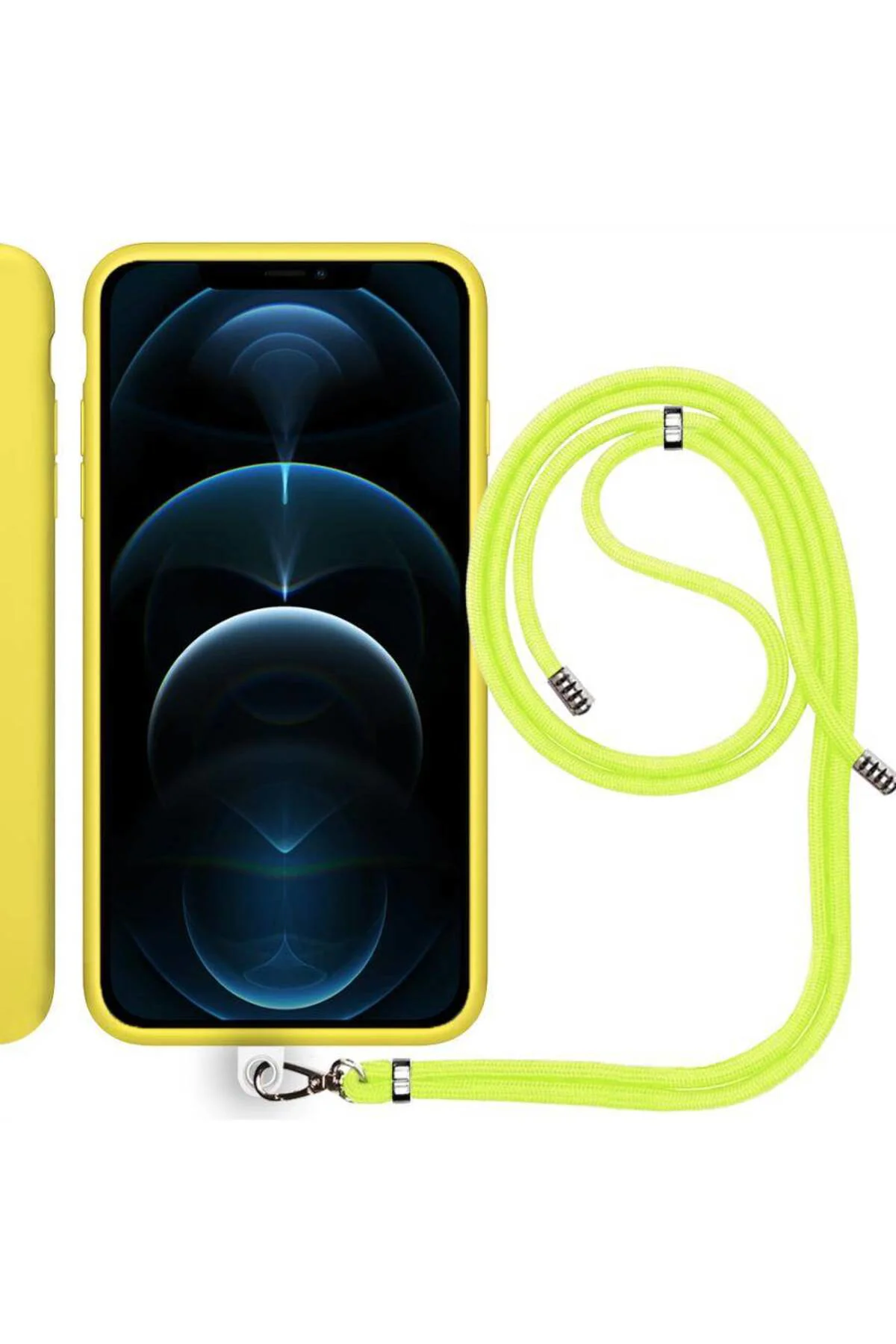 Apple iPhone 15 6.1'' İp Askılı Silikon Kılıf Mavi