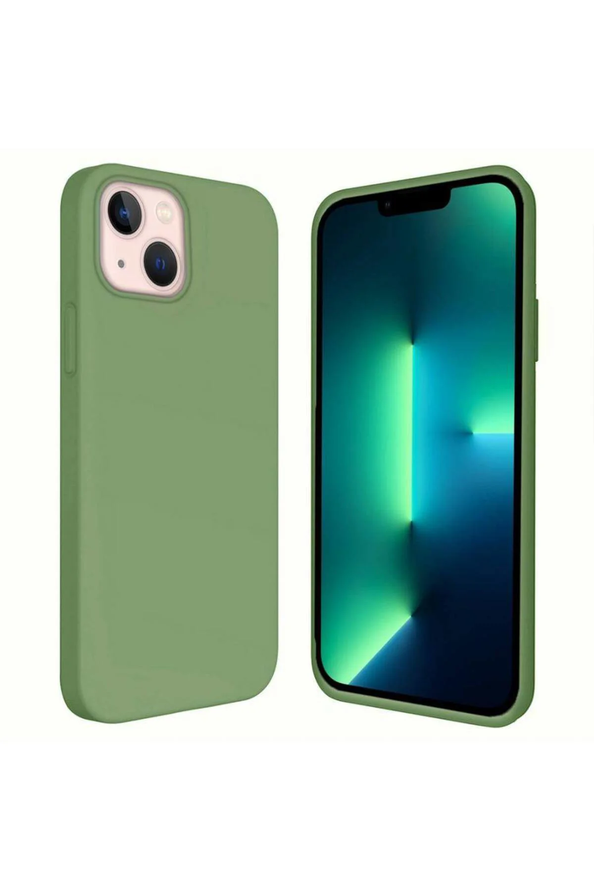 Apple iPhone 15 6.1'' İçi Kadife Silikon Kılıf Yeşil