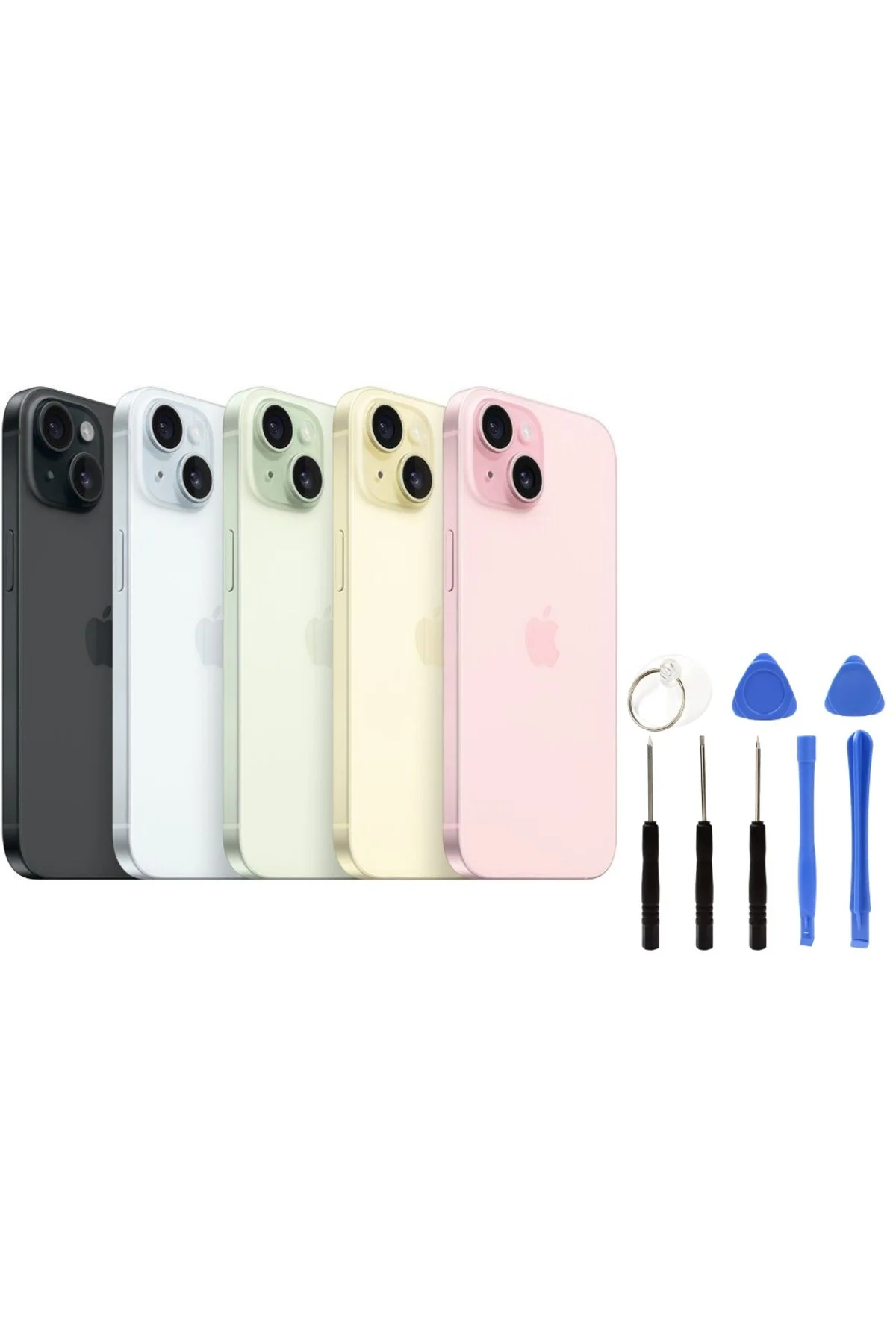 Apple İphone 15 Arka Kapak +B7000 Yapıştırıcı+Tamir Seti Sarı