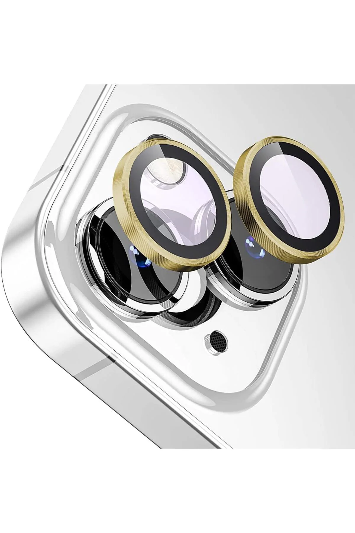 Apple iPhone 15 Gerçek Cam Safir Lens Koruma Gümüş