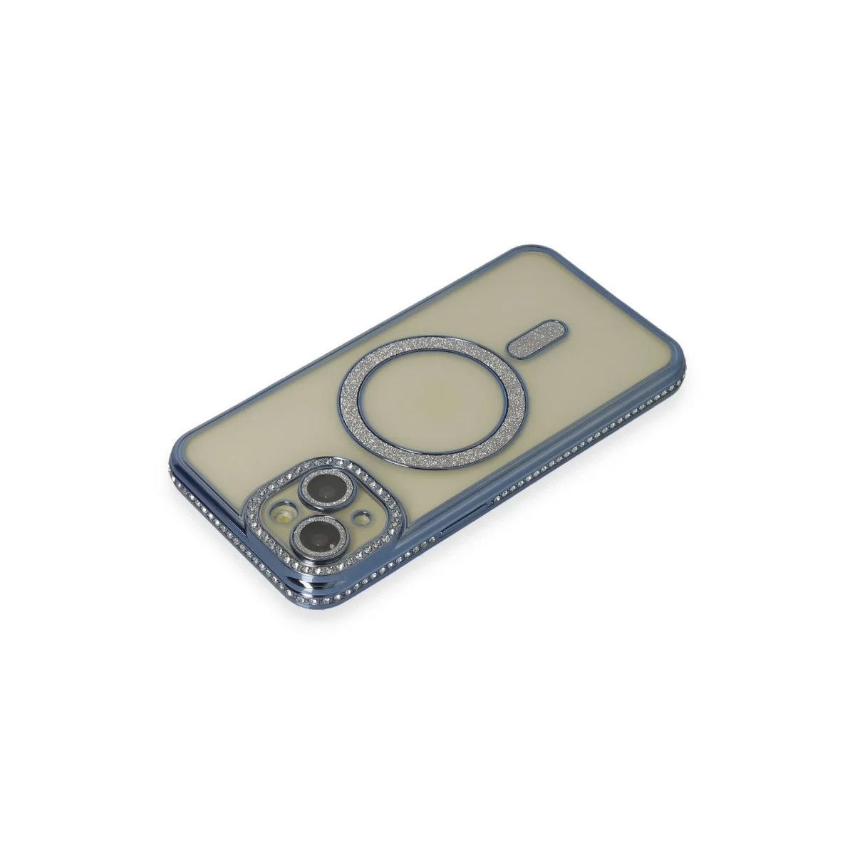 Apple İphone 15 Kılıf Joke Simli Magneticsafe Kılıf - Lacivert