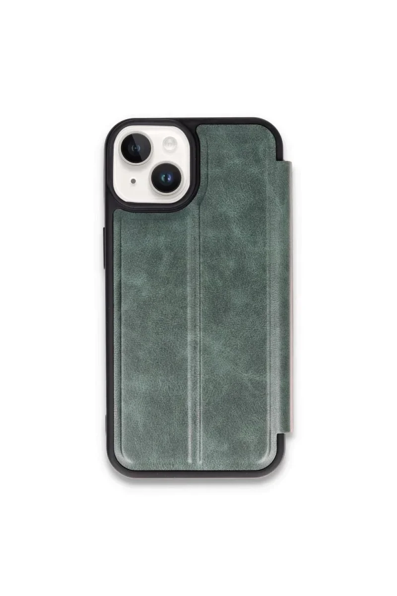 Apple iPhone 15 Kılıf Flip Cover - Koyu Yeşil