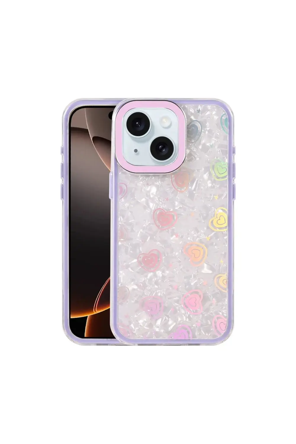 Apple İphone 15 Lumi Desenli Kapak - Mor