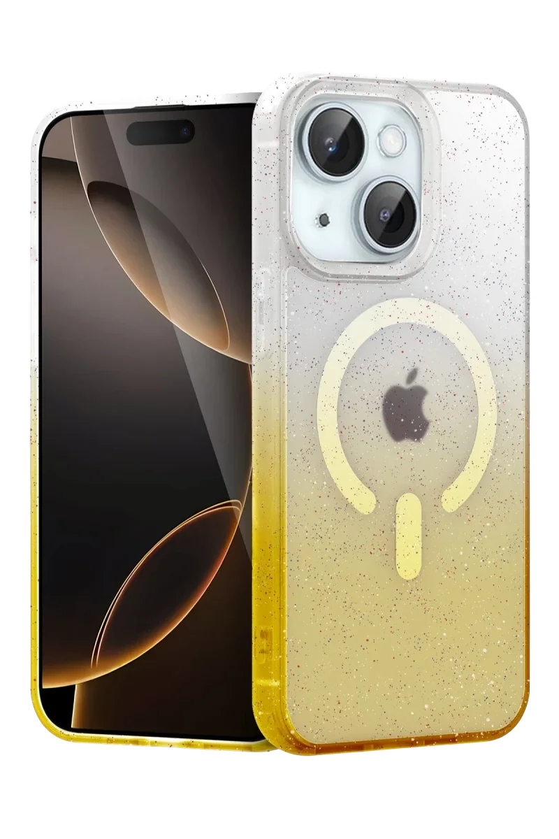 Apple iPhone 15 Plus Pummel Shiny Magsafe Kapak - Gold