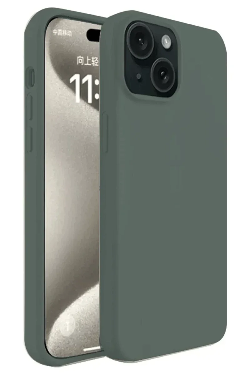 Apple iPhone 15 Plus Kılıf First Silikon - Koyu Yeşil