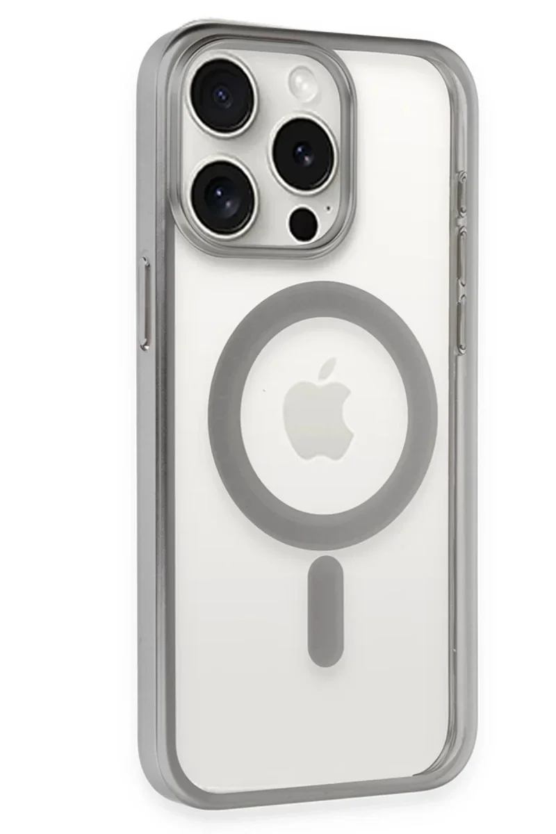 Apple iPhone 15 Pro Max Kılıf Erozi Magsafe Kapak - Gümüş Apple iPhone 15 Pro Max Kılıf Erozi Magsafe Kapak - Gümüş