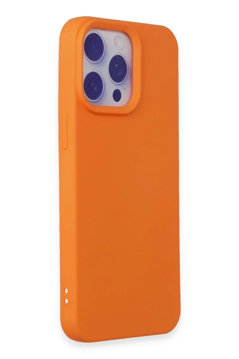 Apple iPhone 15 Pro Max Kılıf Nano içi Kadife Silikon - Turuncu