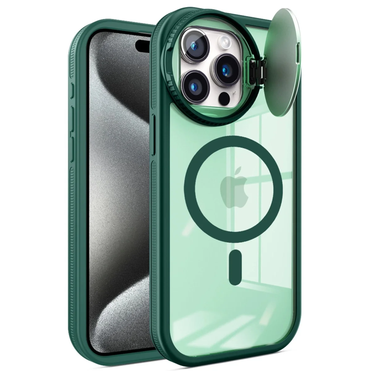 Apple İphone 15 Pro Kılıf Teleskop Lens Magsafe Silikon Kapak - Koyu Yeşil Apple İphone 15 Pro Kılıf Teleskop Lens Magsafe Silikon Kapak - Koyu Yeşil