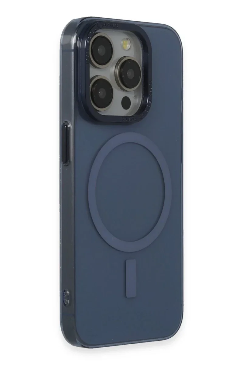 Apple iPhone 15 Pro Kılıf Anka PC Magneticsafe Sert Metal Kapak - Lacivert