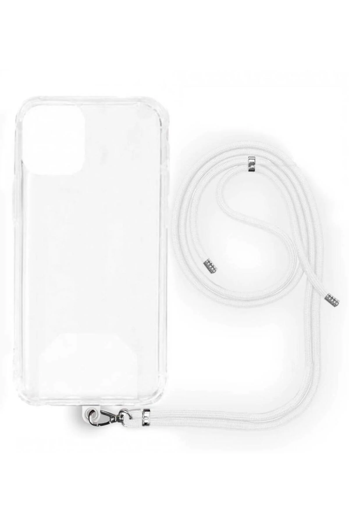 Apple iPhone 15 Pro İp Askılı Şeffaf Silikon Kılıf Beyaz