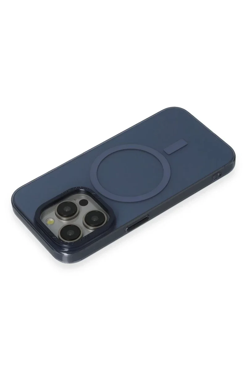 Apple iPhone 15 Pro Kılıf Anka PC Magneticsafe Sert Metal Kapak - Lacivert