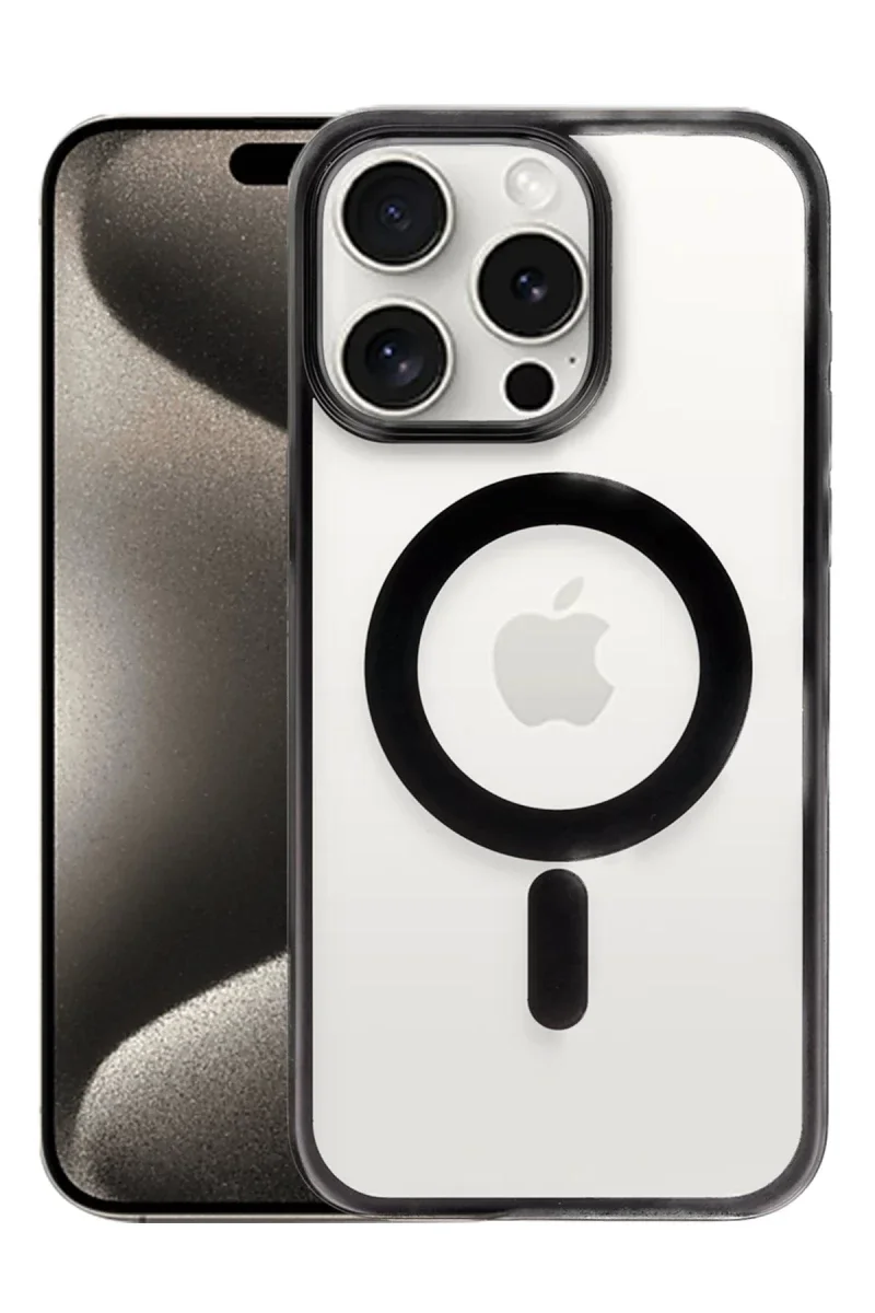 Apple iPhone 15 Pro Kılıf Erozi Magsafe Kapak - Siyah Apple iPhone 15 Pro Kılıf Erozi Magsafe Kapak - Siyah