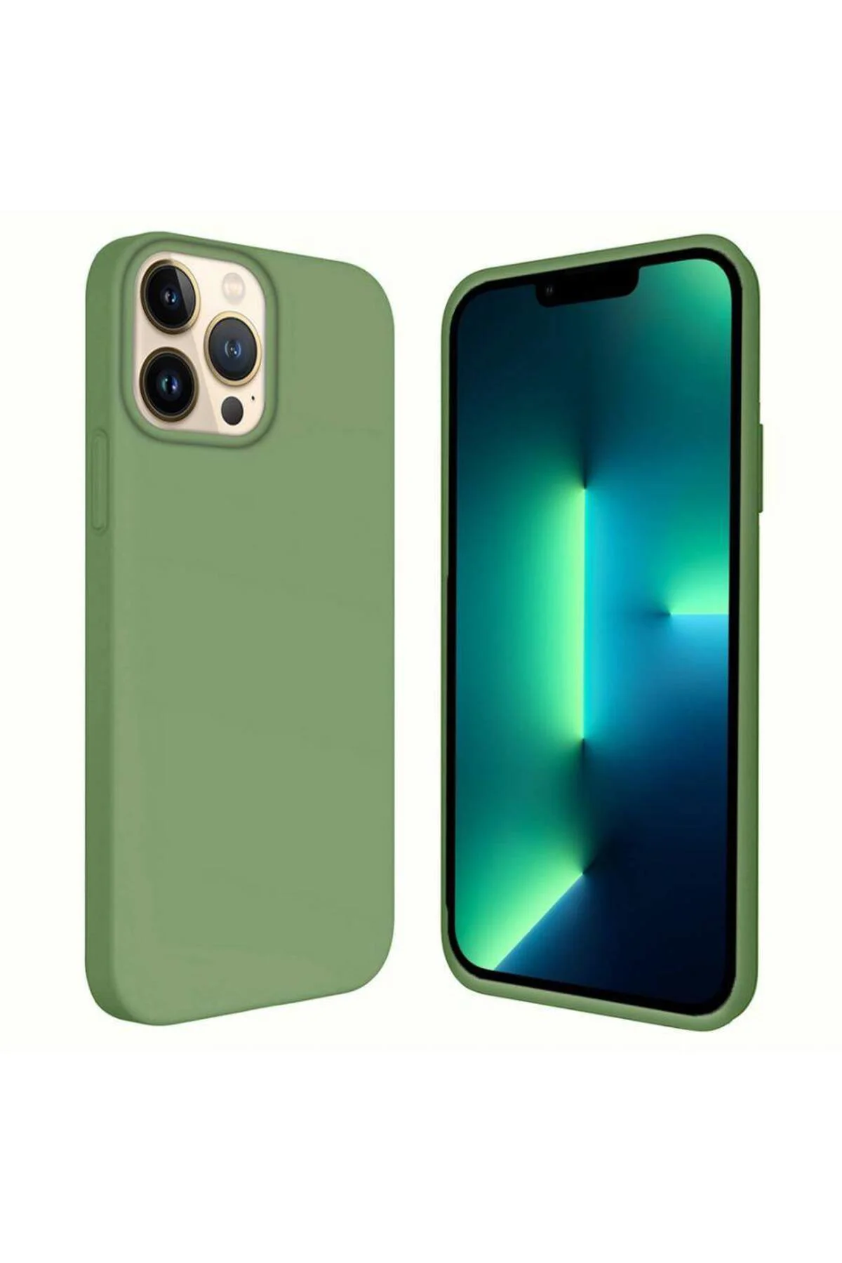 Apple iPhone 15 Pro 6.1'' İçi Kadife Silikon Kılıf Yeşil