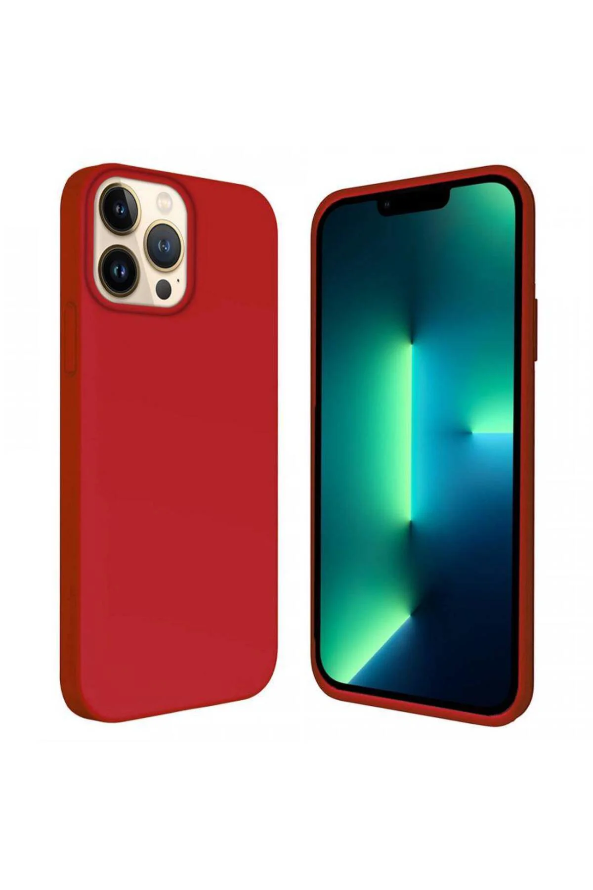 Apple iPhone 15 Pro Max 6.7'' İçi Kadife Silikon Kılıf Kırmızı