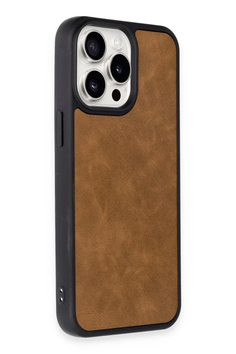 Apple iPhone 15 Pro Kılıf Aras Deri Kapak - Taba Apple iPhone 15 Pro Kılıf Aras Deri Kapak - Taba