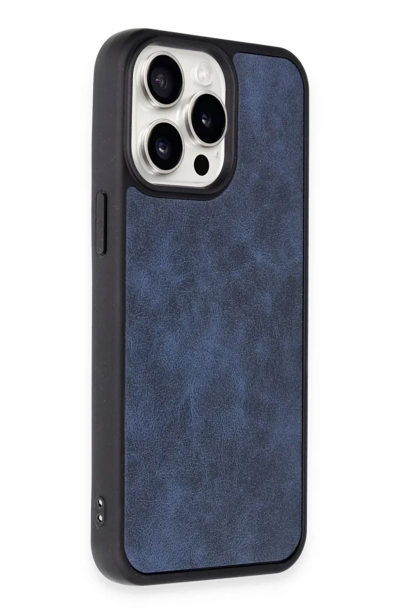Apple iPhone 15 Pro Kılıf Aras Deri Kapak - Lacivert Apple iPhone 15 Pro Kılıf Aras Deri Kapak - Lacivert