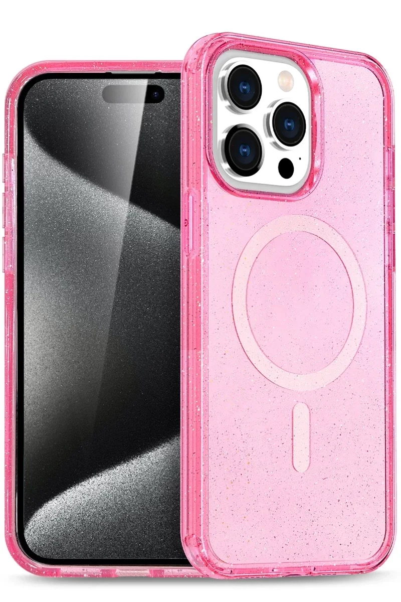 Apple iPhone 15 Pro Kılıf Star Magsafe Kapak - Pembe Apple iPhone 15 Pro Kılıf Star Magsafe Kapak - Pembe