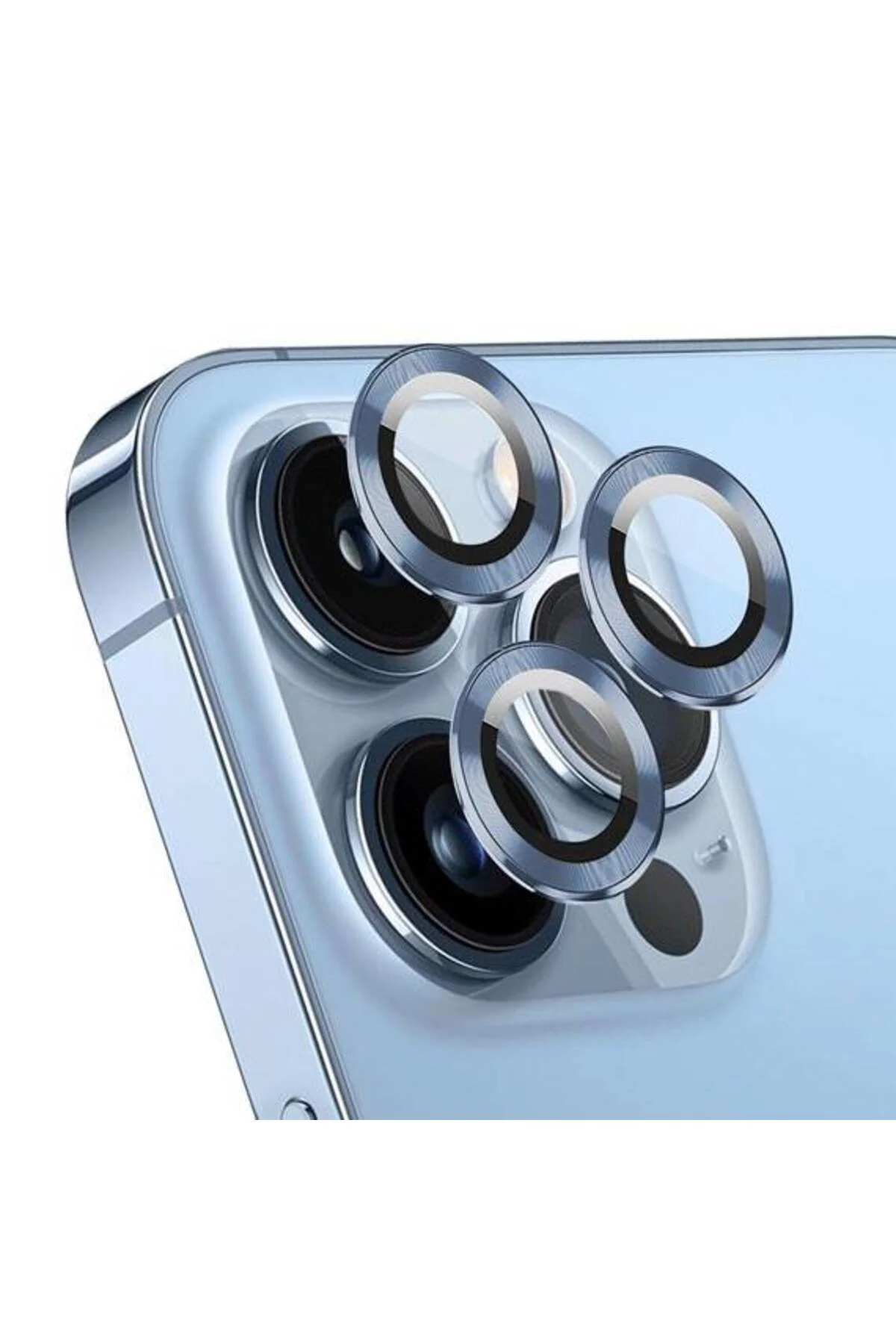 Apple iPhone 15 Pro Max 6.7'' Metal Çerçeveli Kamera Koruma Lensi Sierra Mavi
