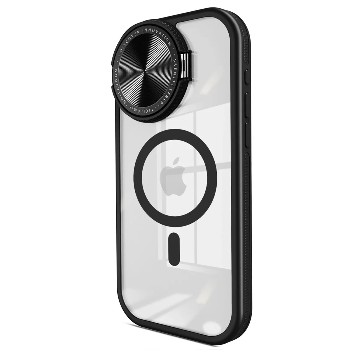 Apple İphone 15 Pro Max Kılıf Teleskop Lens Magsafe Silikon Kapak - Siyah