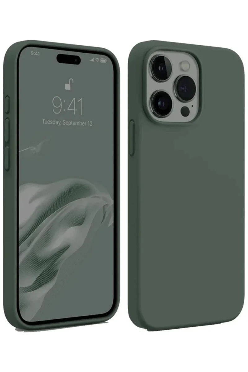 Apple iPhone 15 Pro Max Kılıf First Silikon - Koyu Yeşil Apple iPhone 15 Pro Max Kılıf First Silikon - Koyu Yeşil