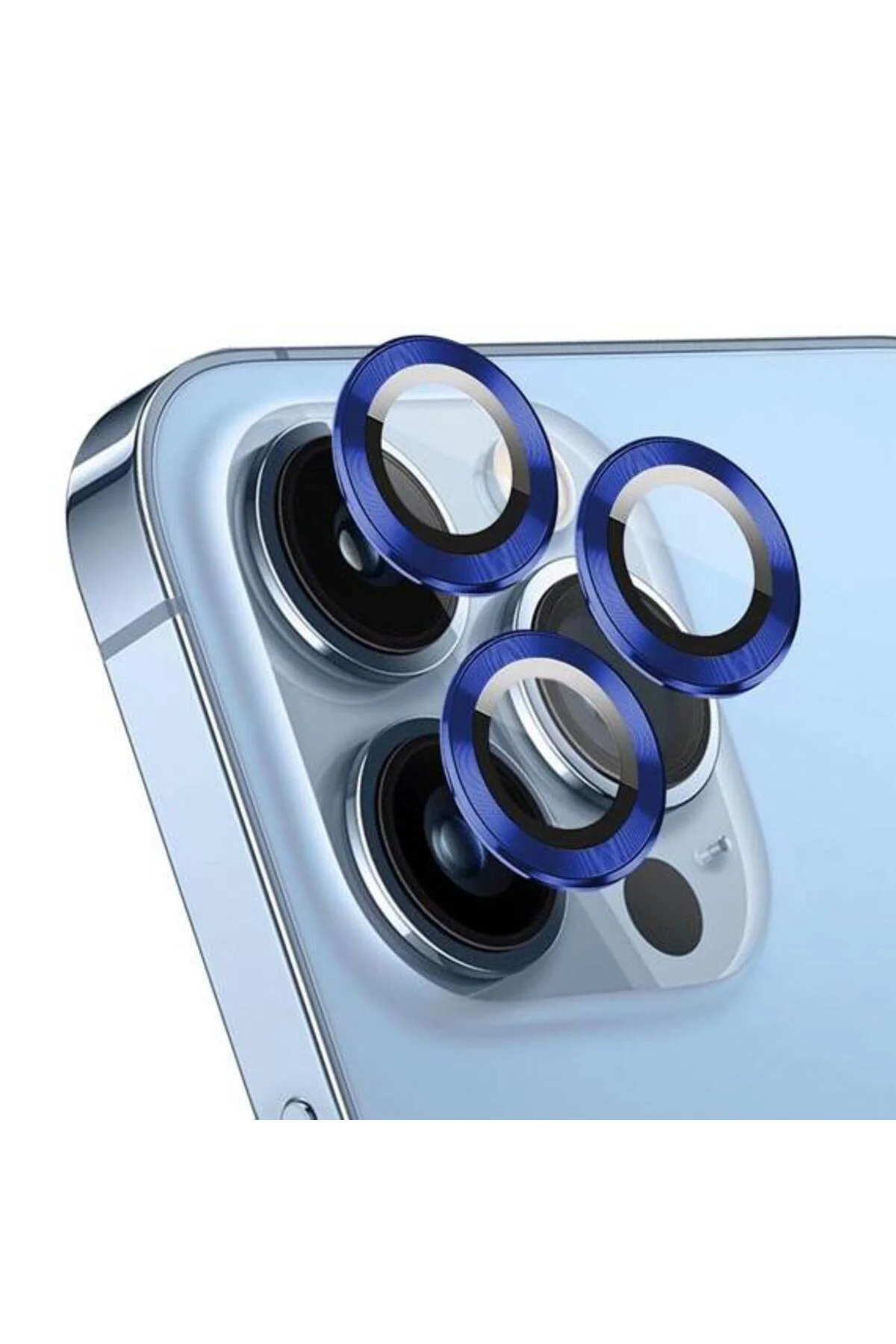 Apple iPhone 15 Pro 6.1'' Metal Çerçeveli Kamera Koruma Lensi Lacivert