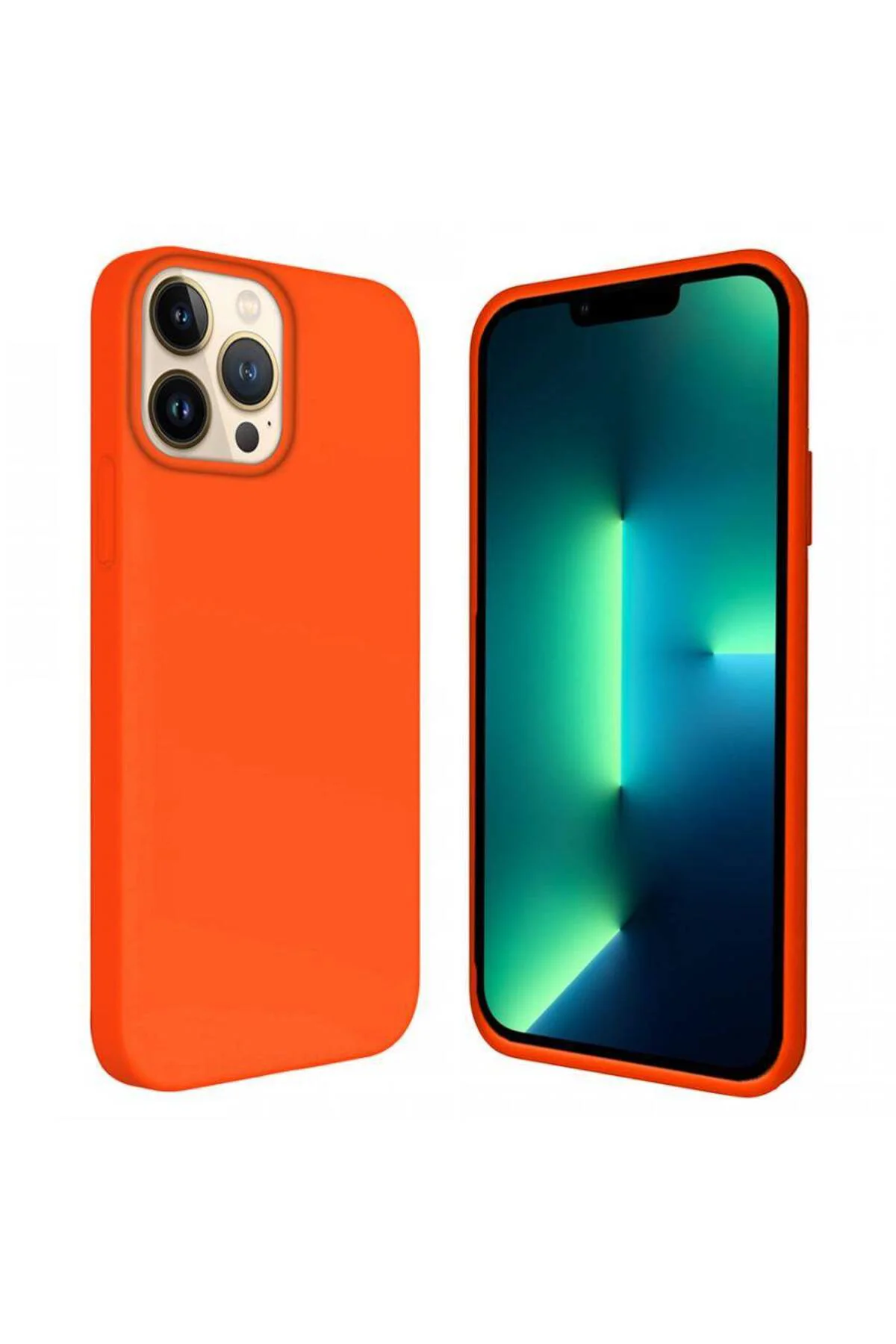 Apple iPhone 15 Pro 6.1'' İçi Kadife Silikon Kılıf Turuncu