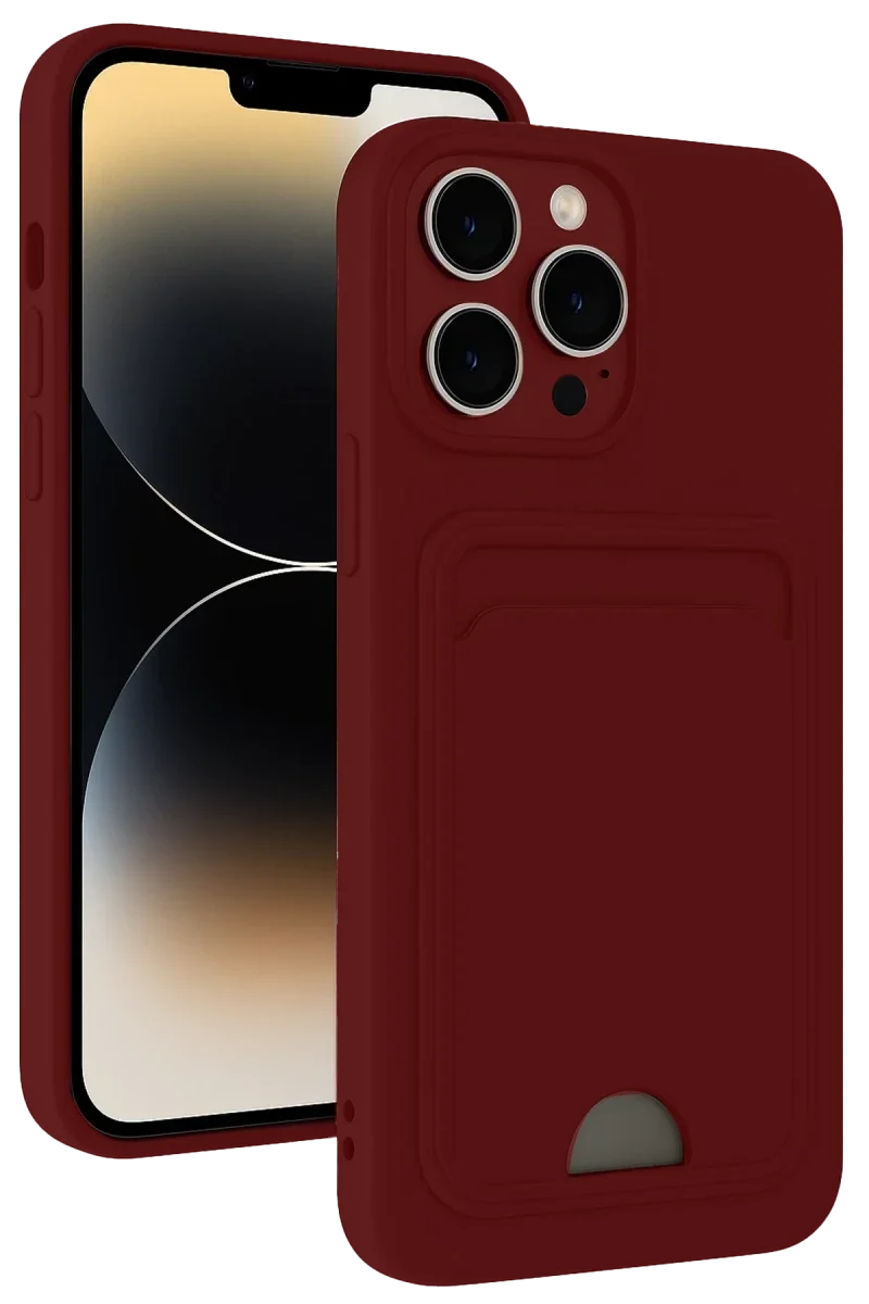 Apple iPhone 15 Pro Kılıf Kelvin Kartvizitli Silikon - Bordo Apple iPhone 15 Pro Kılıf Kelvin Kartvizitli Silikon - Bordo