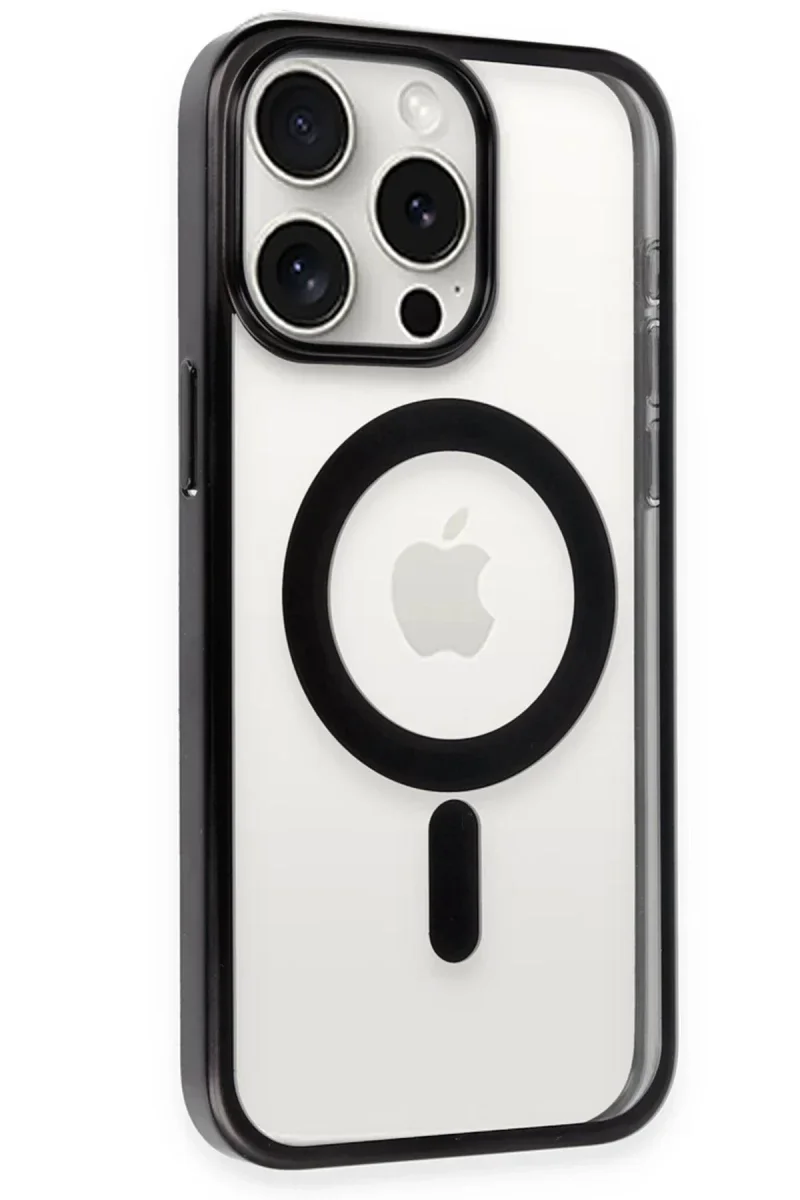 Apple iPhone 15 Pro Max Kılıf Erozi Magsafe Kapak - Siyah Apple iPhone 15 Pro Max Kılıf Erozi Magsafe Kapak - Siyah