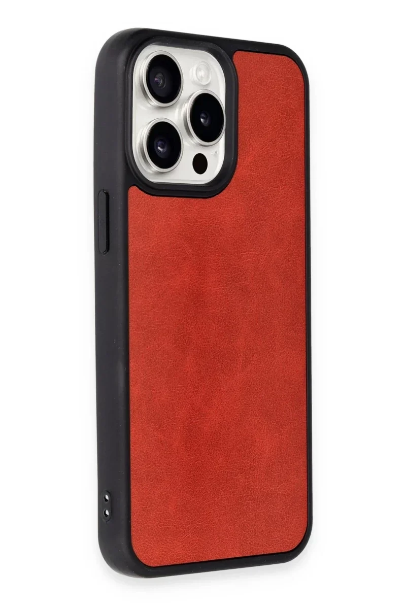 Apple iPhone 15 Pro Max Kılıf Aras Deri Kapak - Kırmızı Apple iPhone 15 Pro Max Kılıf Aras Deri Kapak - Kırmızı