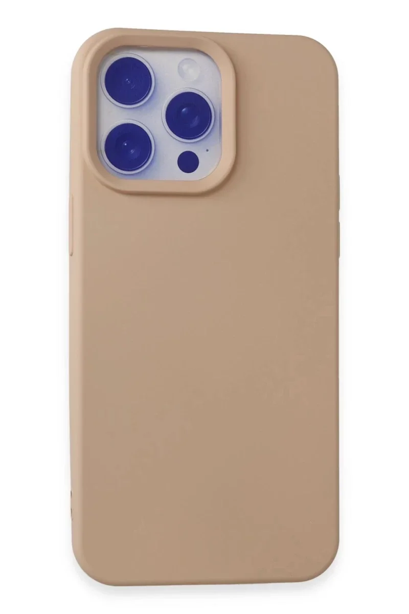 Apple iPhone 15 Pro Max Kılıf Nano içi Kadife Silikon - Pudra