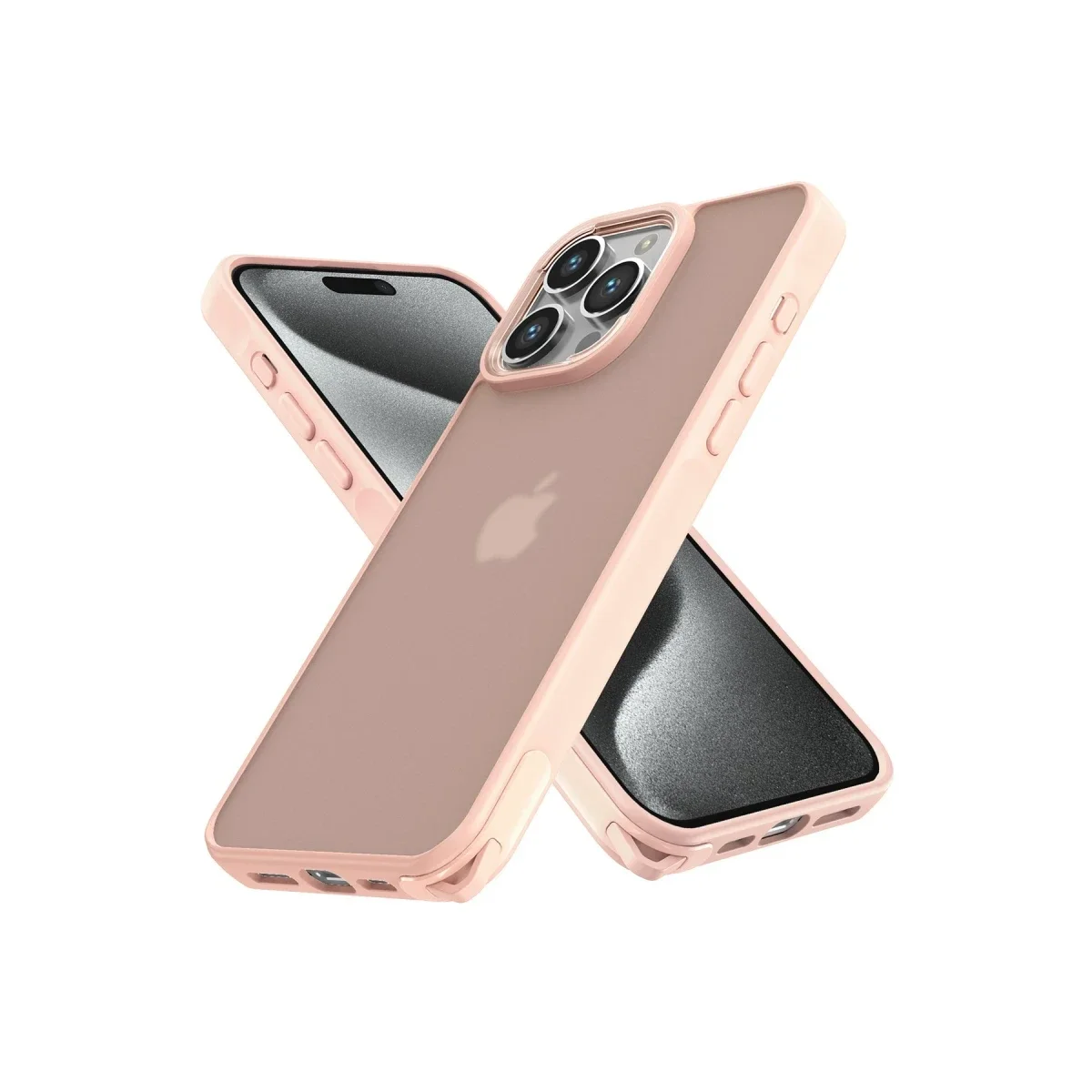 Apple iPhone 15 Pro Kılıf Elegant Kapak - Pudra Apple iPhone 15 Pro Kılıf Elegant Kapak - Pudra