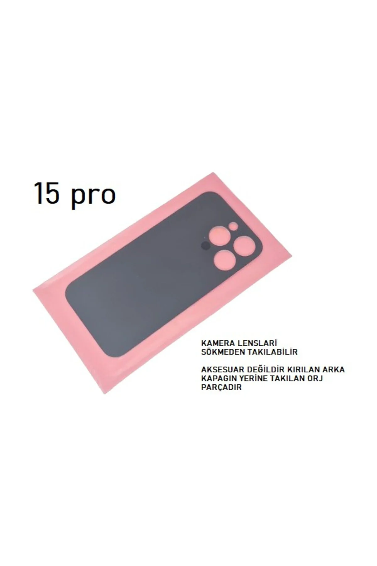 Apple iPhone 15 Pro Arka Pil Batarya Kapağı (Cam) Siyah