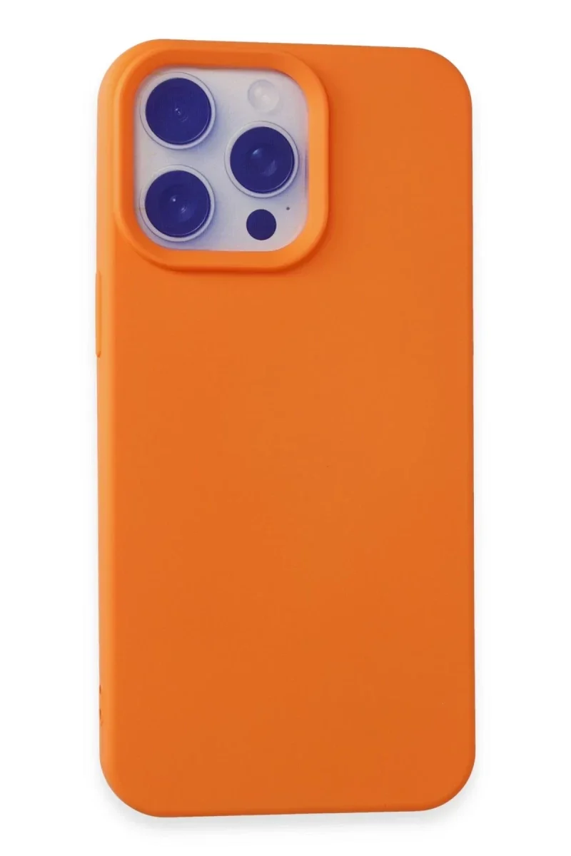 Apple iPhone 15 Pro Max Kılıf Nano içi Kadife Silikon - Turuncu