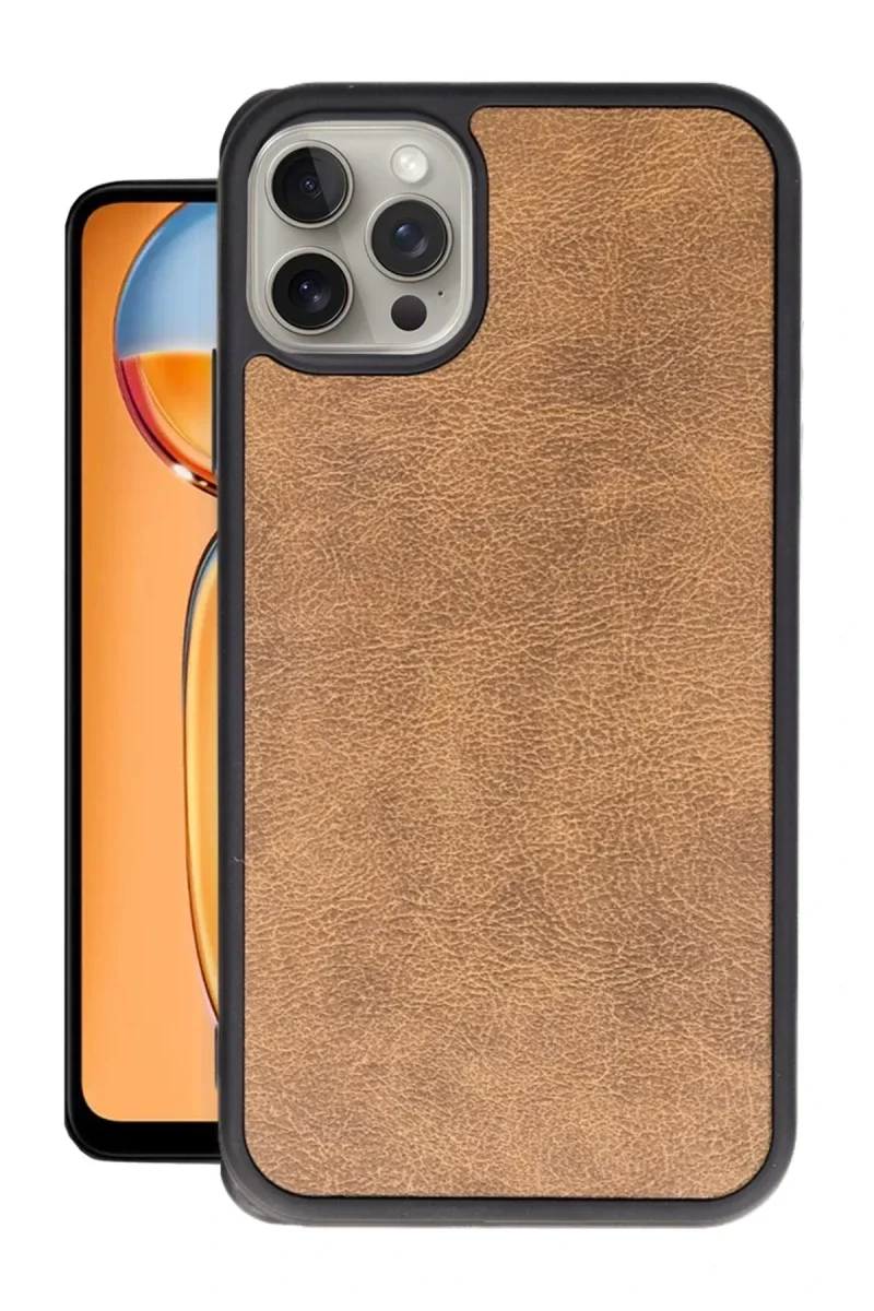 Apple iPhone 15 Pro Max Kılıf Aras Deri Kapak - Taba Apple iPhone 15 Pro Max Kılıf Aras Deri Kapak - Taba