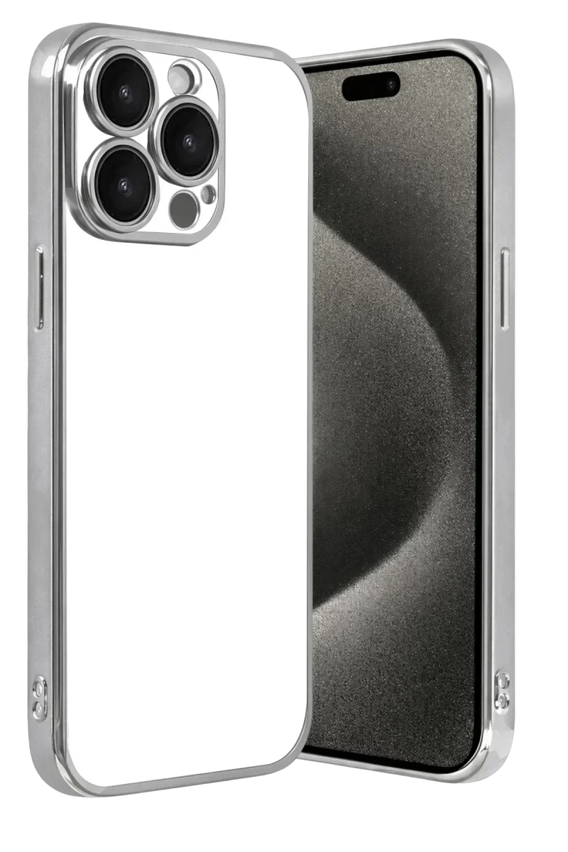 Apple iPhone 15 Pro Max Razer Lensli Silikon - Gümüş Apple iPhone 15 Pro Max Razer Lensli Silikon - Gümüş