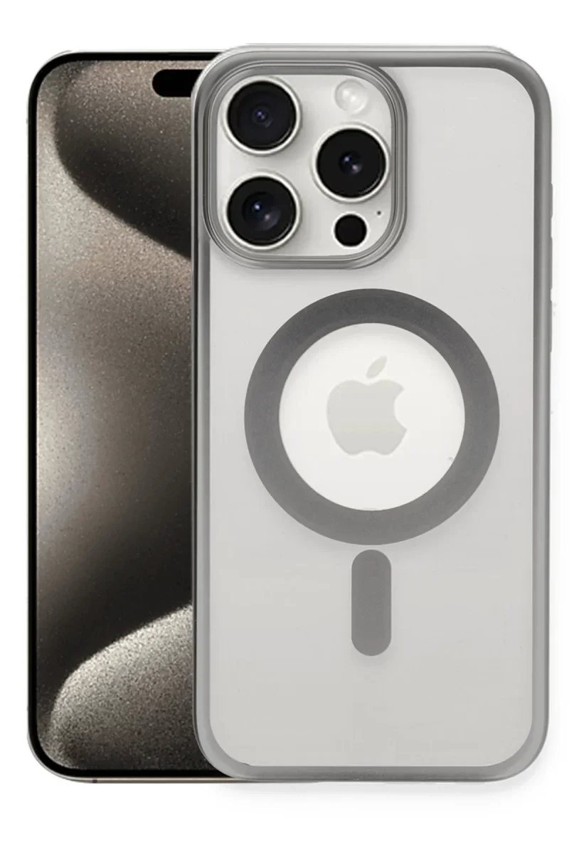 Apple iPhone 15 Pro Kılıf Erozi Magsafe Kapak - Gümüş Apple iPhone 15 Pro Kılıf Erozi Magsafe Kapak - Gümüş