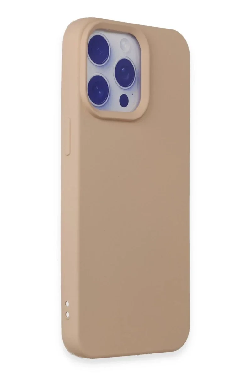 Apple iPhone 15 Pro Max Kılıf Nano içi Kadife Silikon - Pudra