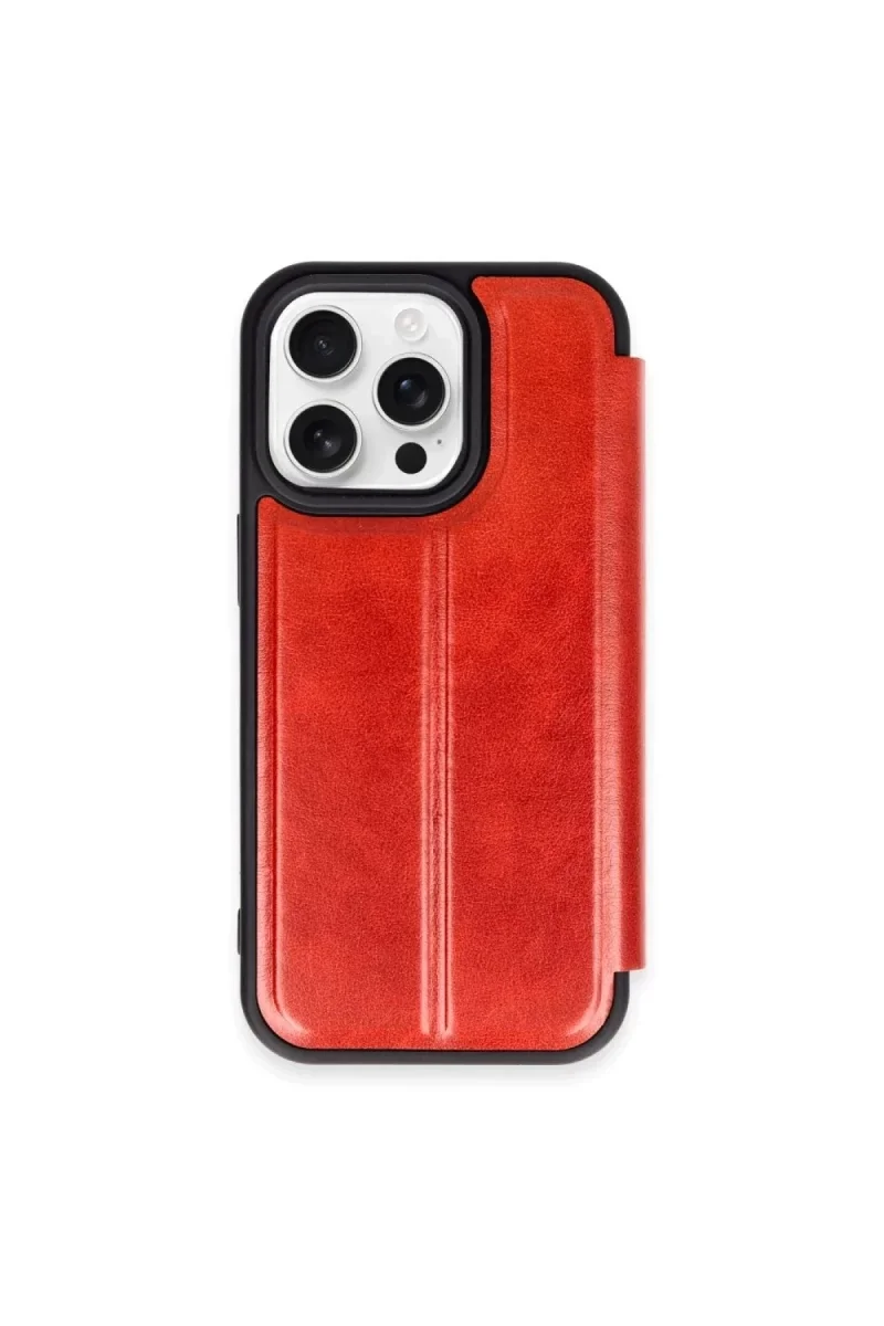 Apple iPhone 15 Pro Max Kılıf Flip Cover - Kırmızı Apple iPhone 15 Pro Max Kılıf Flip Cover - Kırmızı