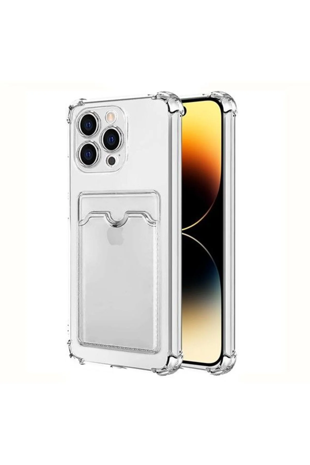 Apple iPhone 15 Pro Transparent Kartlıklı Antişok Kılıf Şeffaf