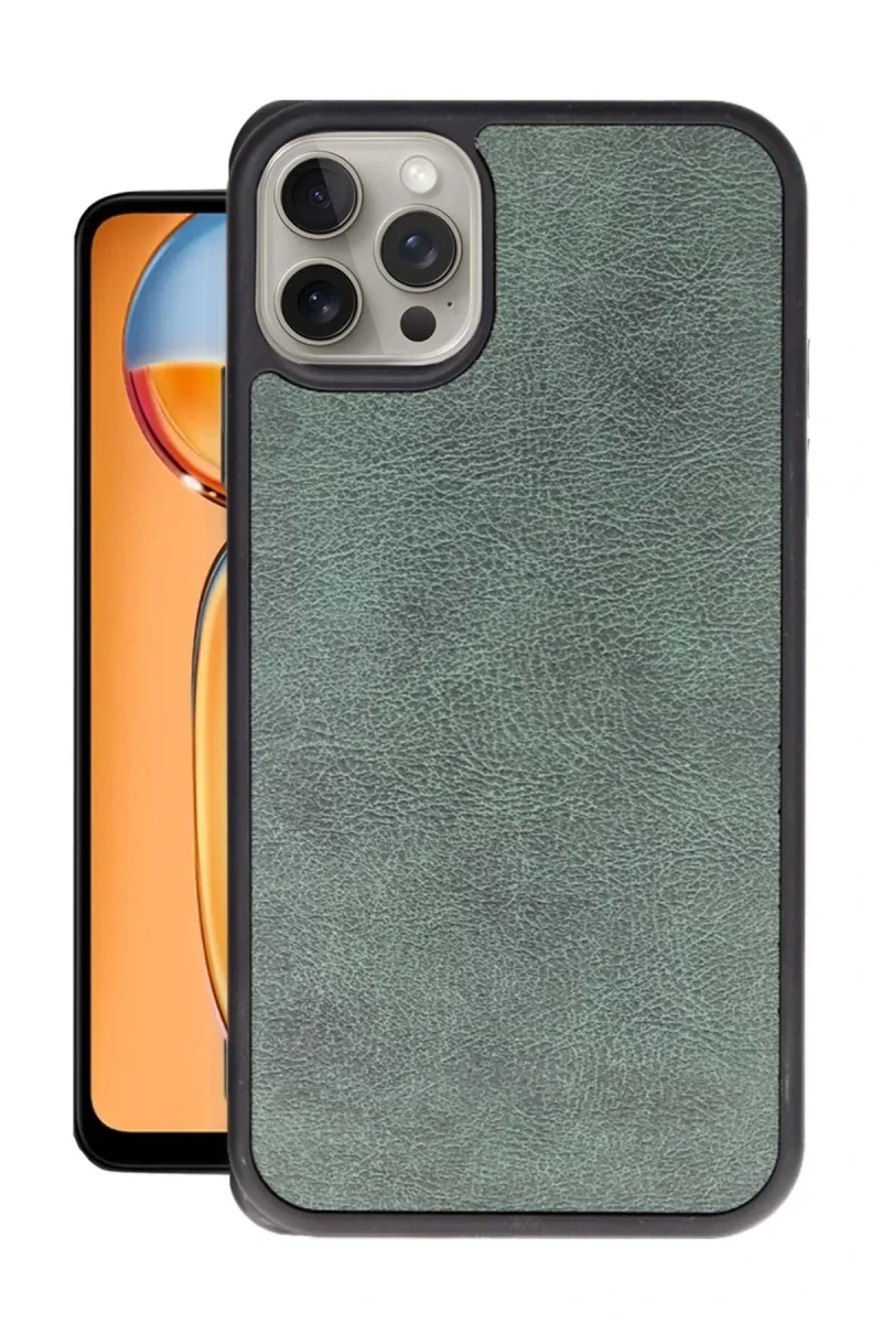 Apple iPhone 15 Pro Kılıf Aras Deri Kapak - Koyu Yeşil Apple iPhone 15 Pro Kılıf Aras Deri Kapak - Koyu Yeşil