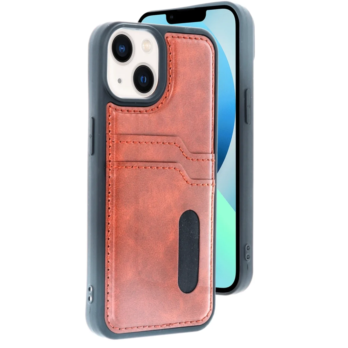 Apple İphone 15 Sara Kartvizitli Deri Kılıf - Taba Apple İphone 15 Sara Kartvizitli Deri Kılıf - Taba