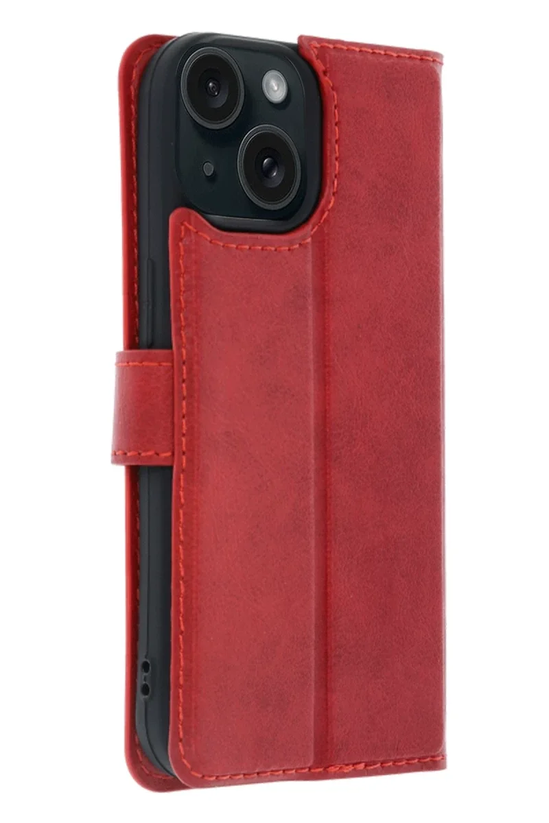 Apple iPhone 15 Trend S Plus Kapaklı Kılıf - Kırmızı Apple iPhone 15 Trend S Plus Kapaklı Kılıf - Kırmızı